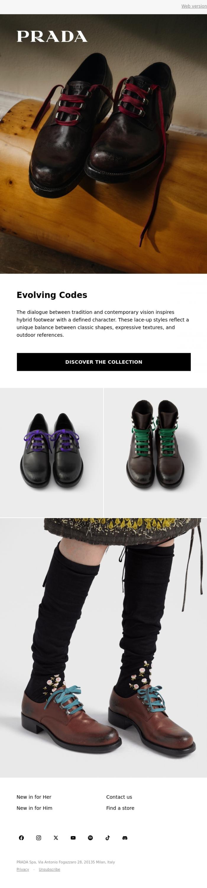 Email Design Inspiration from Prada, Evolving Codes