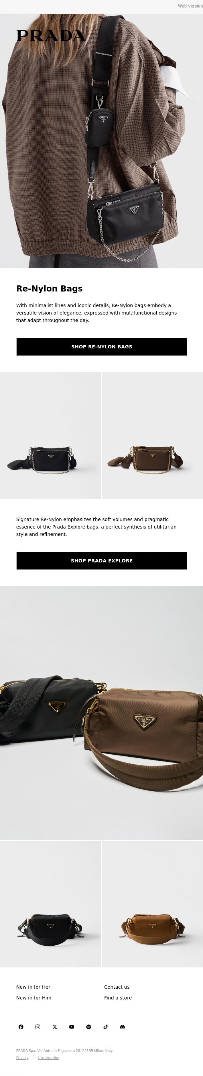 Email Design Inspiration from Prada, Re-Nylon Bags