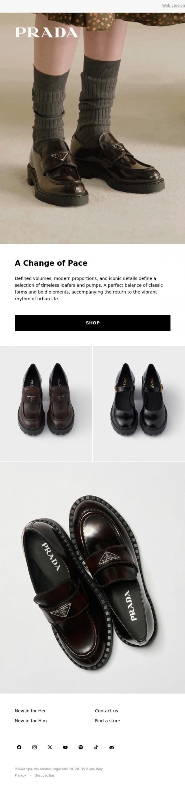 Email Design Inspiration from Prada, Distinctive Character