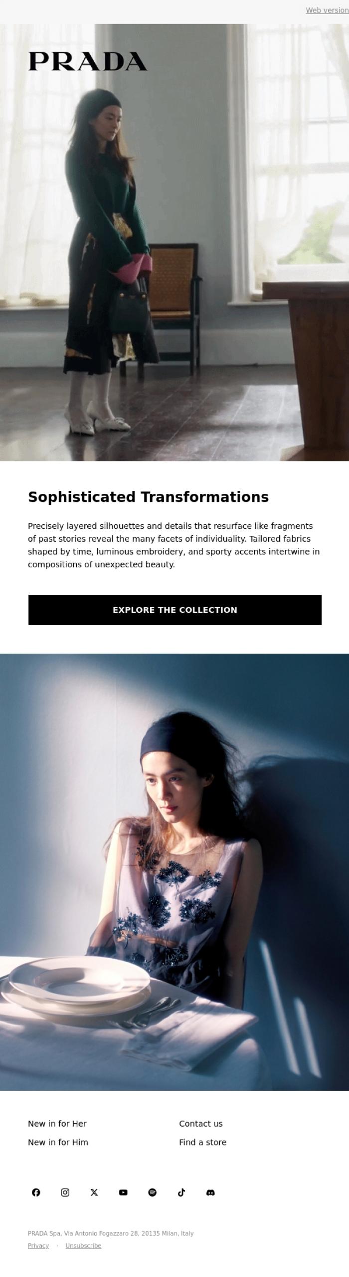 Email Design Inspiration from Prada, Sophisticated Transformations