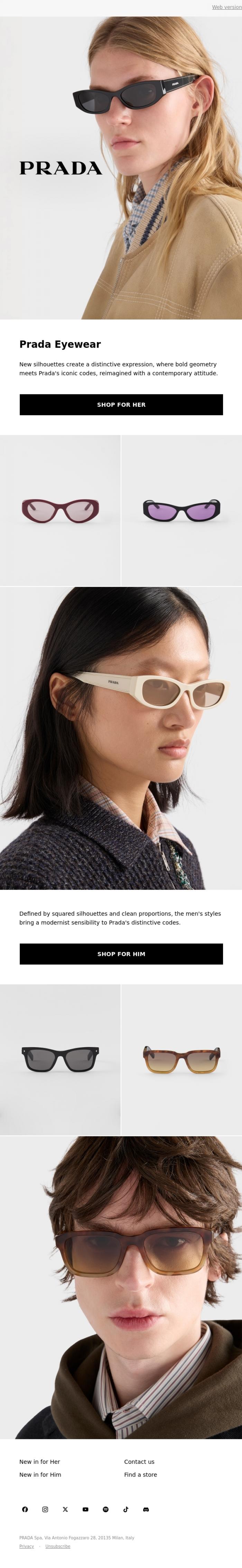 Email Design Inspiration from Prada, New Forms: A Distinctive Perspective