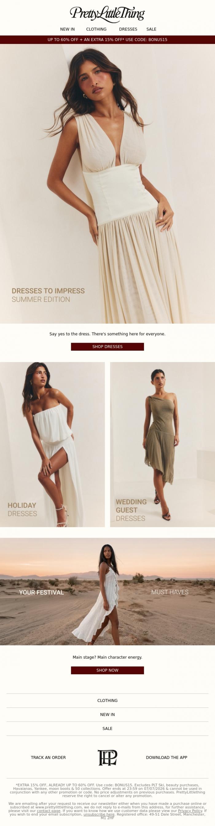 Email Design Inspiration from PrettyLittleThing, Say yes to the dress