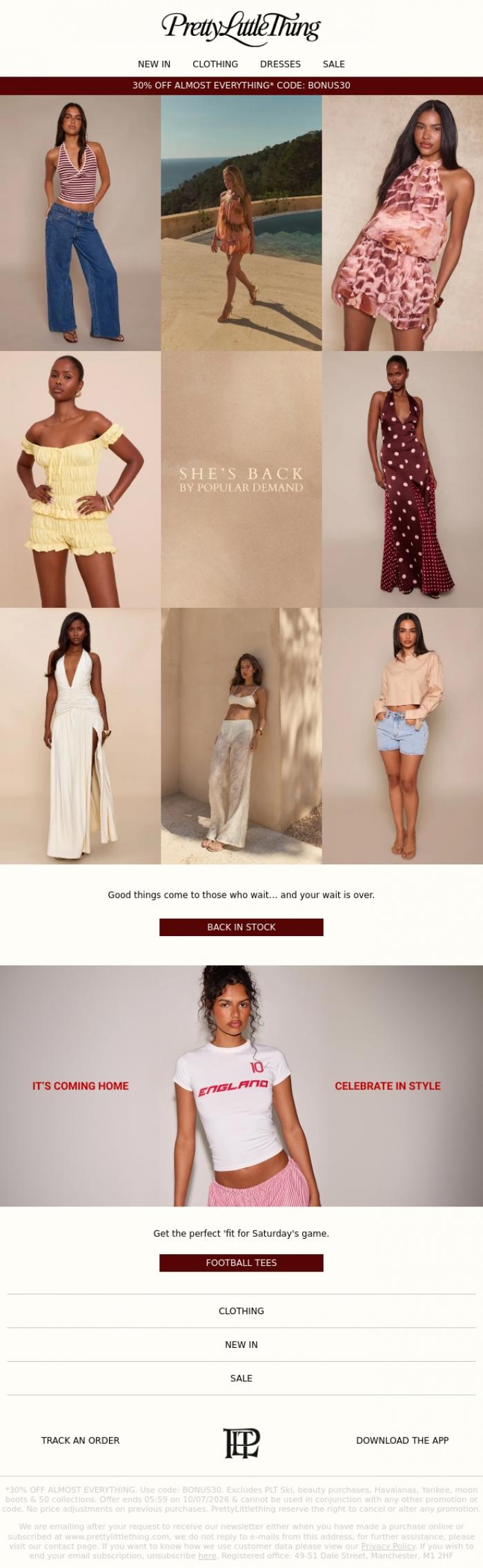 Email Design Inspiration from PrettyLittleThing, The restock you requested Email