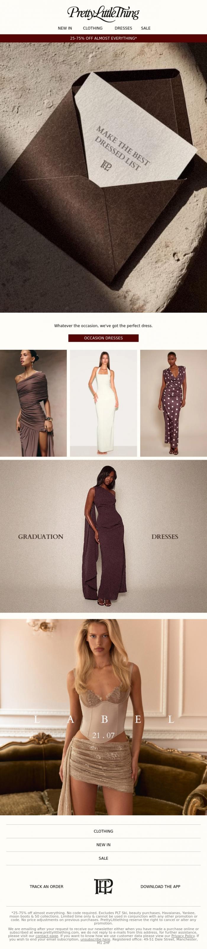 Email Design Inspiration from PrettyLittleThing, Main character dresses only ✨