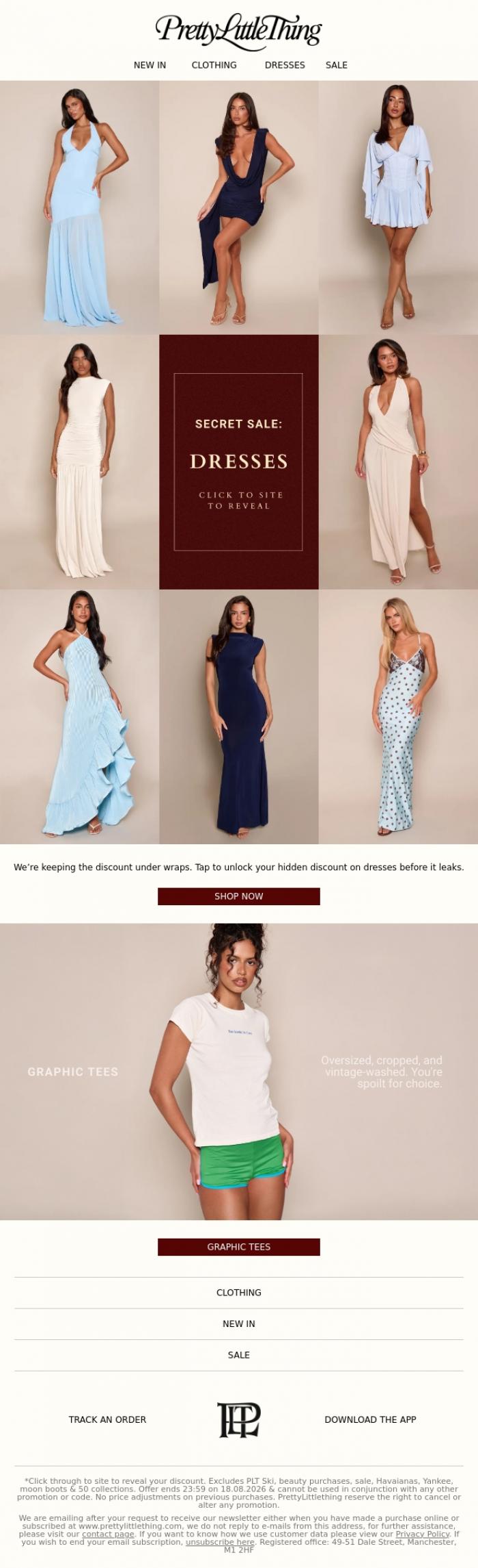 Email Design Inspiration from PrettyLittleThing, You're invited to our dress sale 🤫