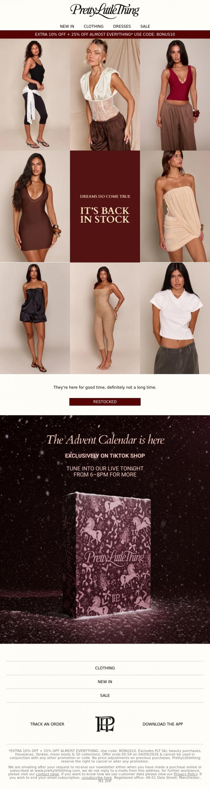 Email Design Inspiration from PrettyLittleThing, It's back in stock 😍👋🏻