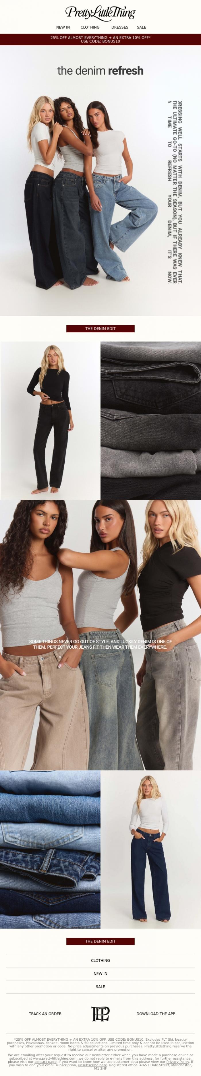 Email Design Inspiration from PrettyLittleThing, New In: The Denim Refresh