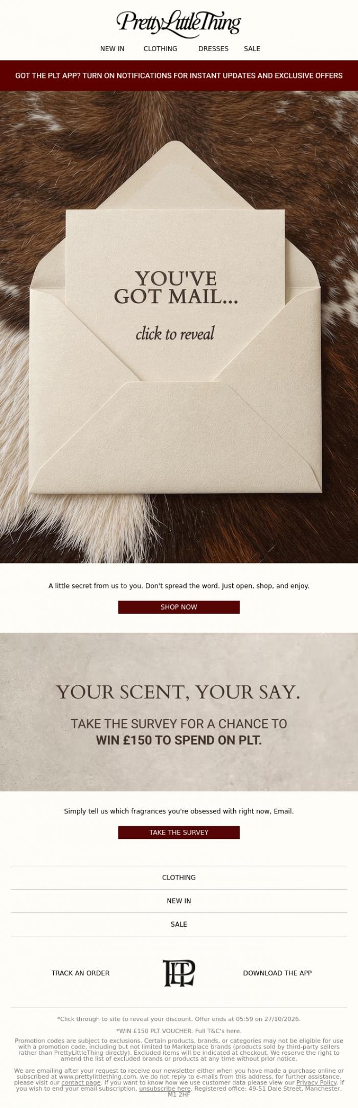 Email Design Inspiration from PrettyLittleThing, Got a secret, can you keep it?
