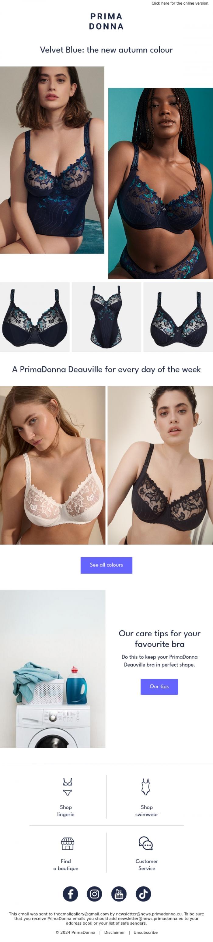 Email Design Inspiration from PrimaDonna, Hot new hue for our bestselling bra​!