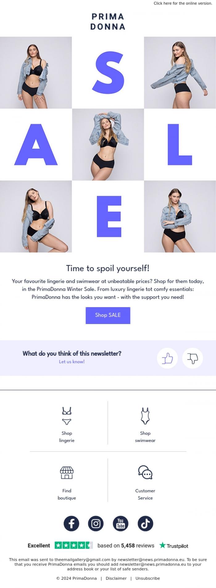 Email Design Inspiration from PrimaDonna, The PrimaDonna Winter Sale is here! 🏁