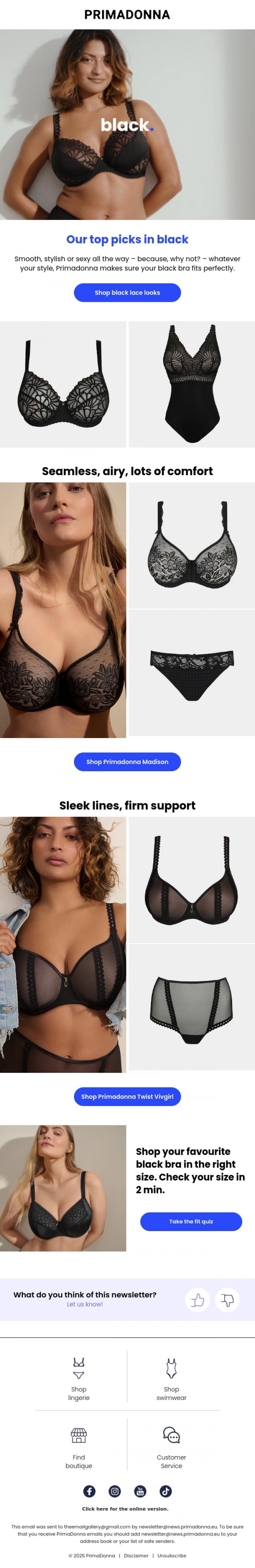 Email Design Inspiration from PrimaDonna, The perfect black bra? Our top picks for 2025