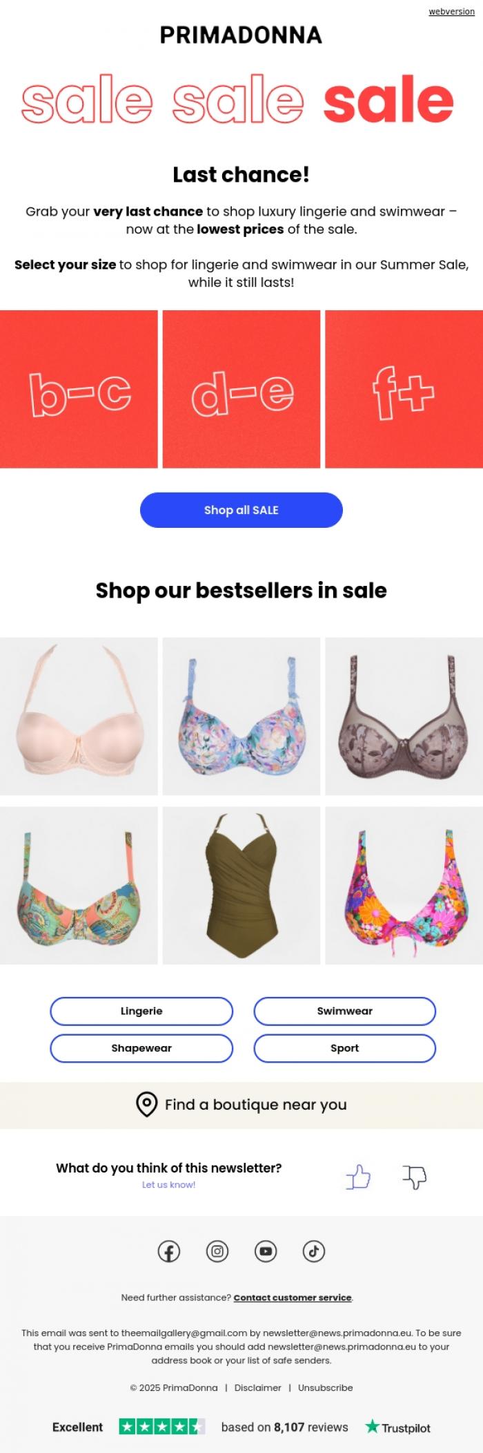 Email Design Inspiration from PrimaDonna, Pssst... Snag your lingerie and swimwear favorites before it's too late 💗