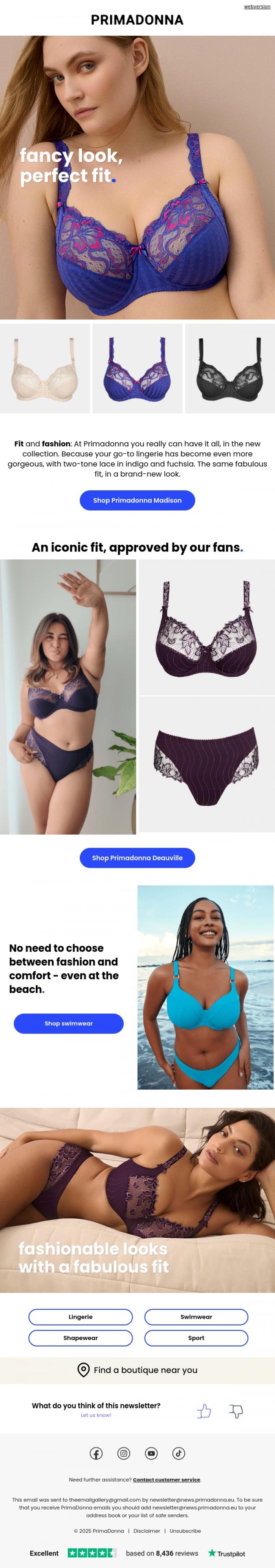 Email Design Inspiration from PrimaDonna, Your favourite bra, more stunning than ever 😍