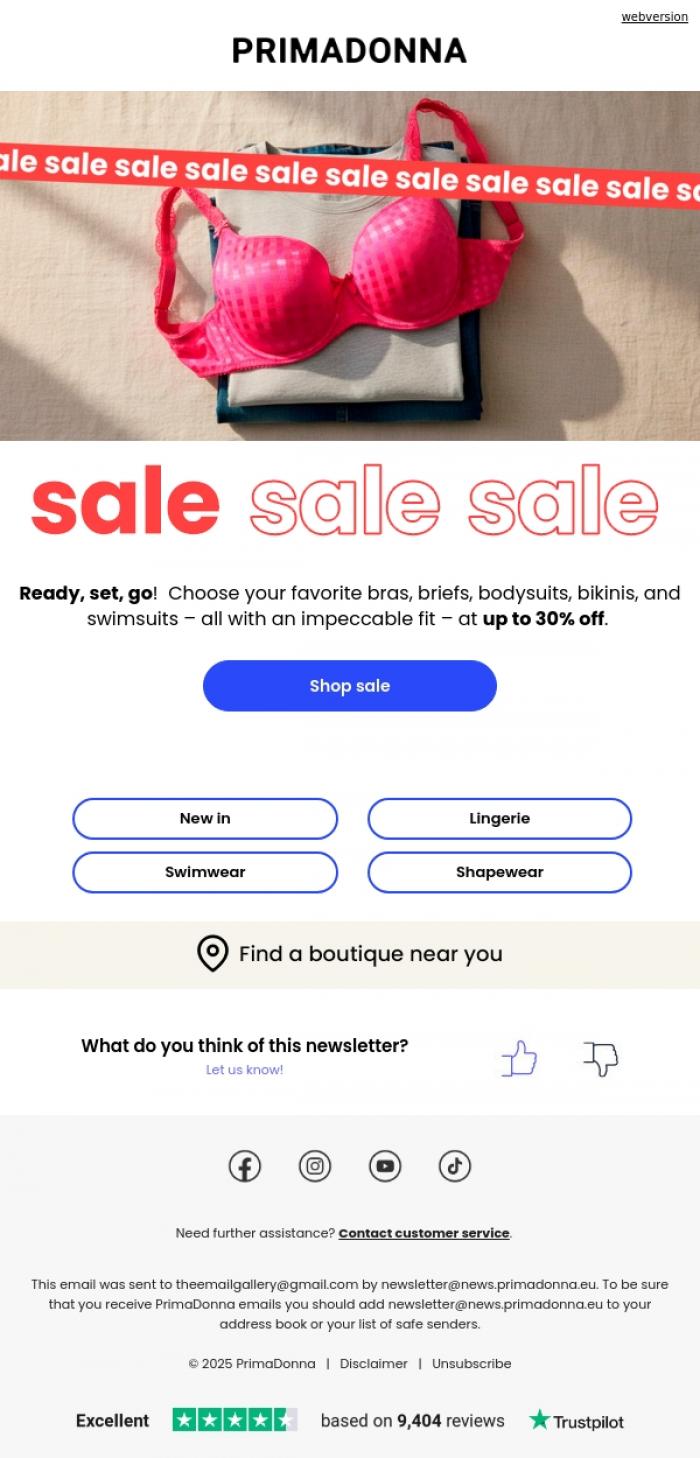 Email Design Inspiration from PrimaDonna, Ready, set, go: The Winter Sale is on!