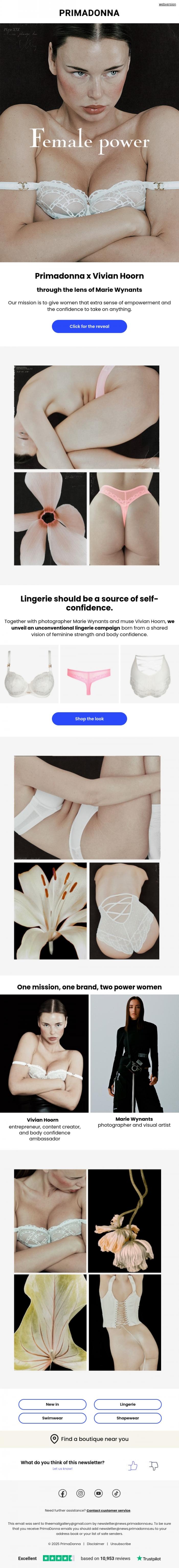 Email Design Inspiration from PrimaDonna, The big reveal: Vivian Hoorn & Marie Wynants