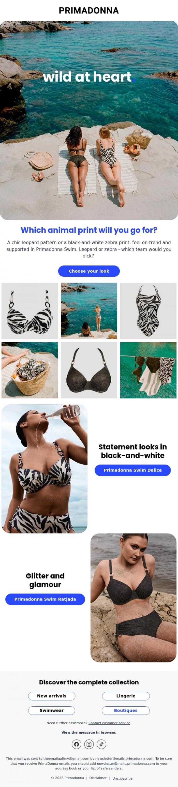 Email Design Inspiration from Primadonna, Team Zebra or Team Leopard? Choose your look!