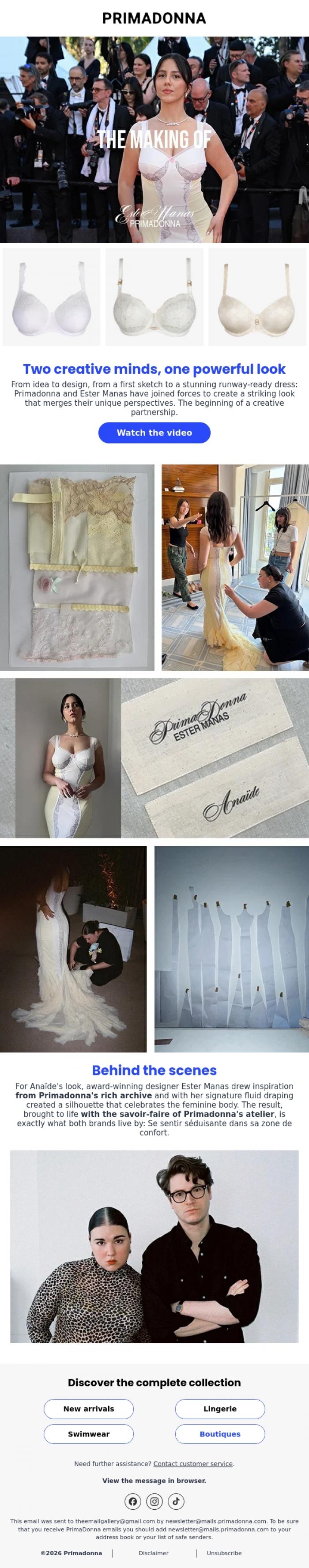 Email Design Inspiration from Primadonna, Behind the scenes: Primadonna x Ester Manas
