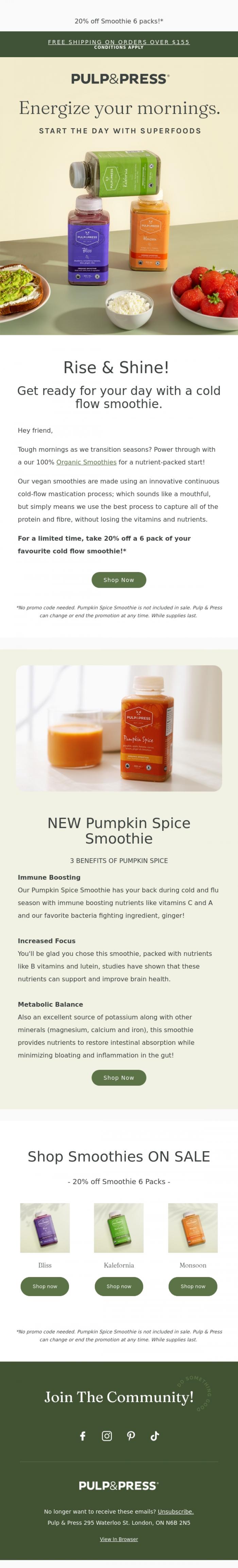 Email Design Inspiration from Pulp & Press, Making your mornings easier ☀️