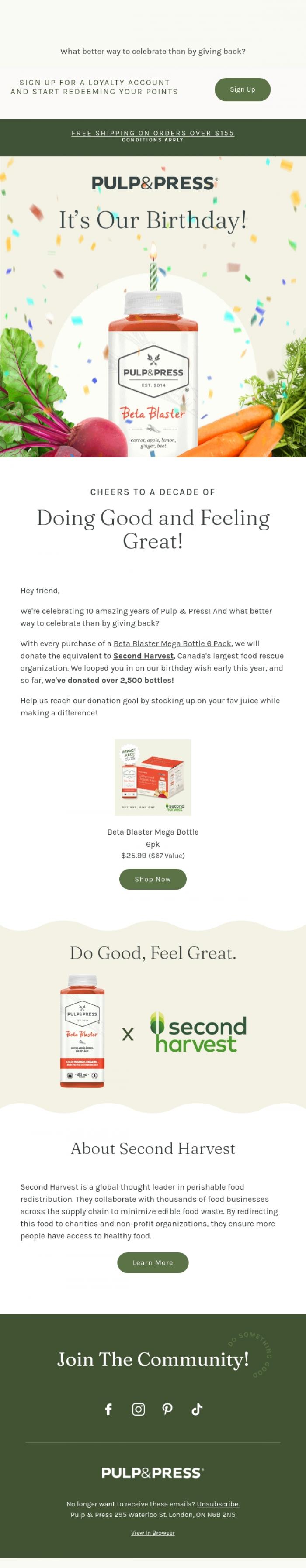 Email Design Inspiration from Pulp & Press, It's our birthday! 🎂