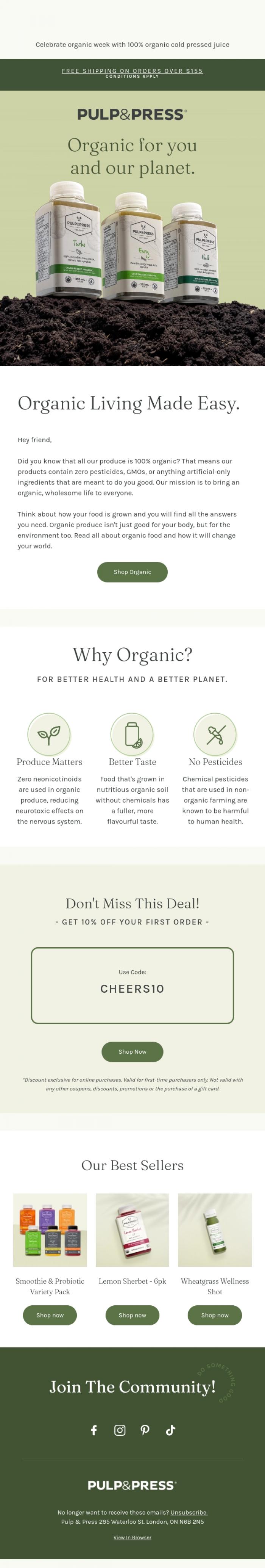 Email Design Inspiration from Pulp & Press, We 💚 organic living