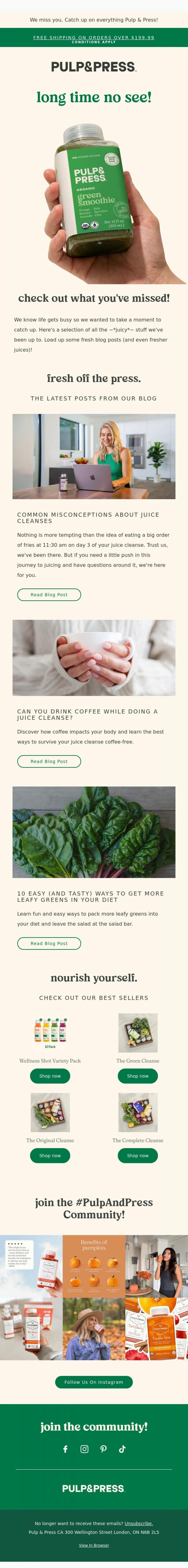 Email Design Inspiration from Pulp & Press, It's been a minute ⏰