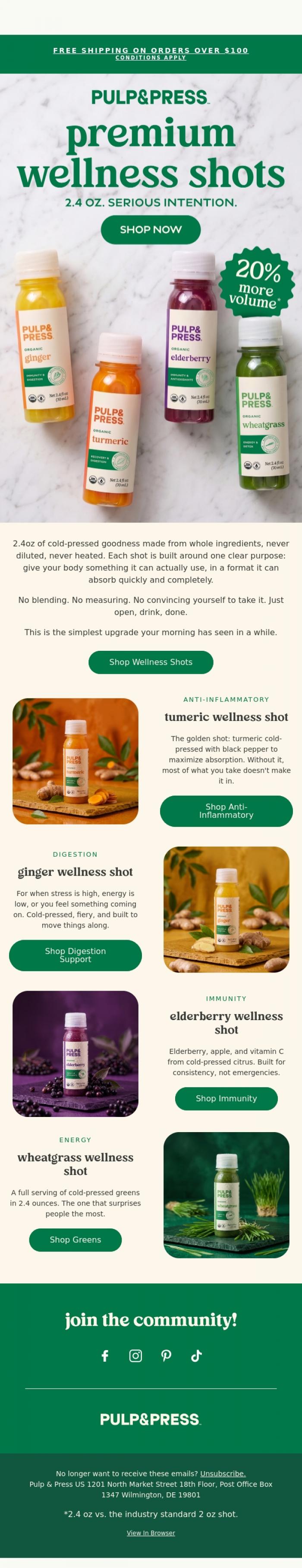 Email Design Inspiration from Pulp & Press USA, Here's what 2.4 ounces can do for you