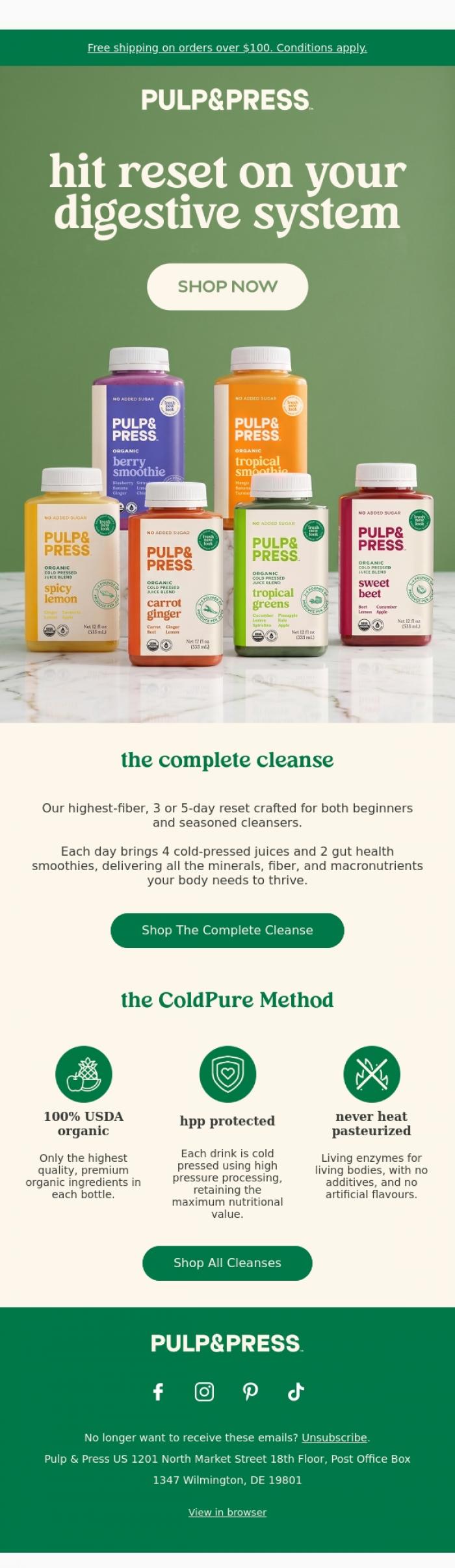 Email Design Inspiration from Pulp & Press USA, Fuel your body with vitamins, minerals and macronutrients