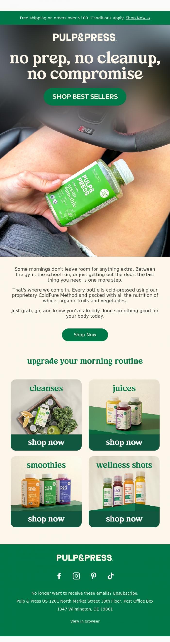Email Design Inspiration from Pulp & Press USA, For mornings when you don't have time to slow down