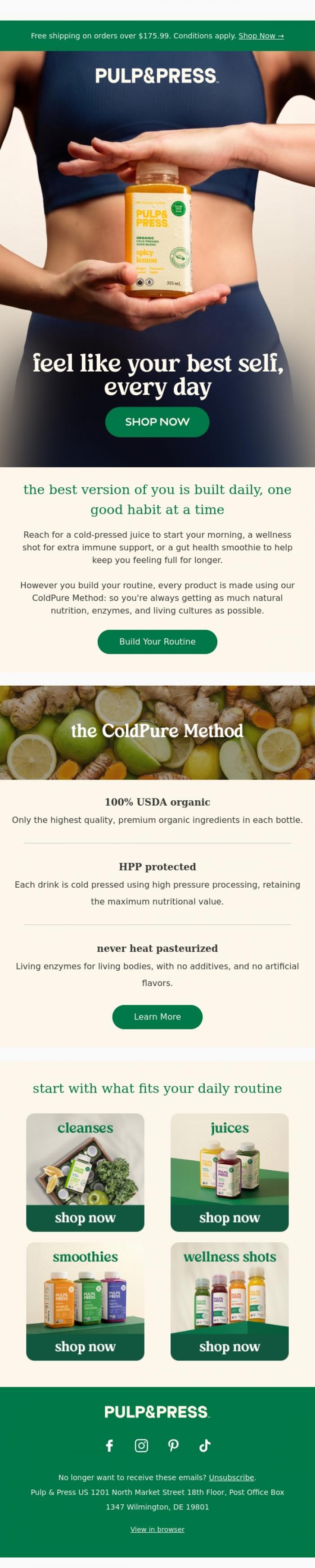 Email Design Inspiration from Pulp & Press USA, The best version of you
