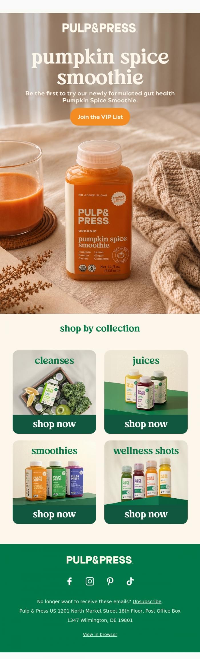 Email Design Inspiration from Pulp & Press USA, Pumpkin Spice season is coming 🍂