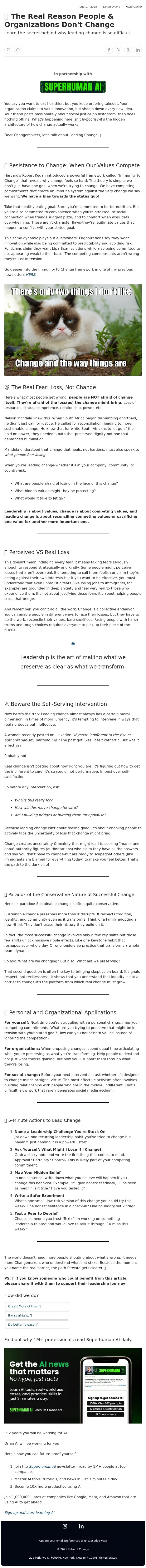 Email Design Inspiration from Pulse of Change, 🦋 The Real Reason People & Organizations Don't Change