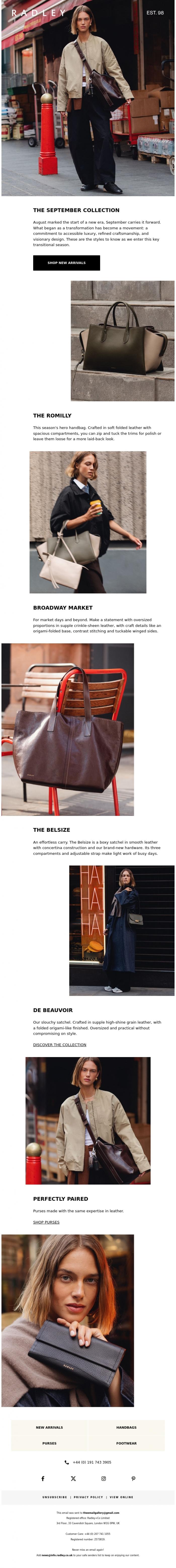 Email Design Inspiration from Radley, The September Collection