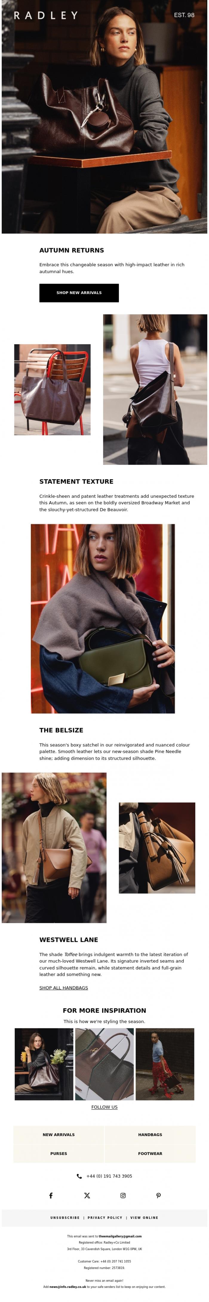 Email Design Inspiration from Radley, The return to Autumn