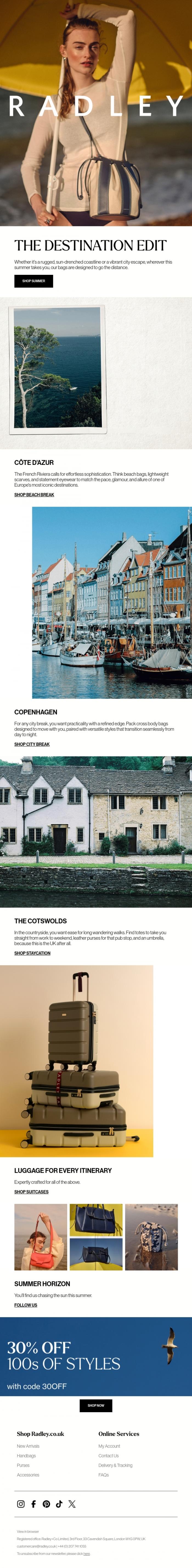 Email Design Inspiration from Radley, The Destination Edit