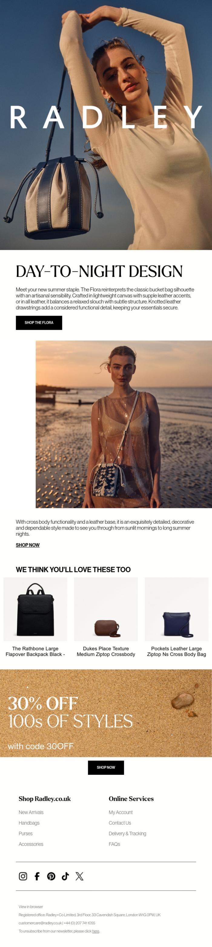 Email Design Inspiration from Radley, The Flora debuts this summer