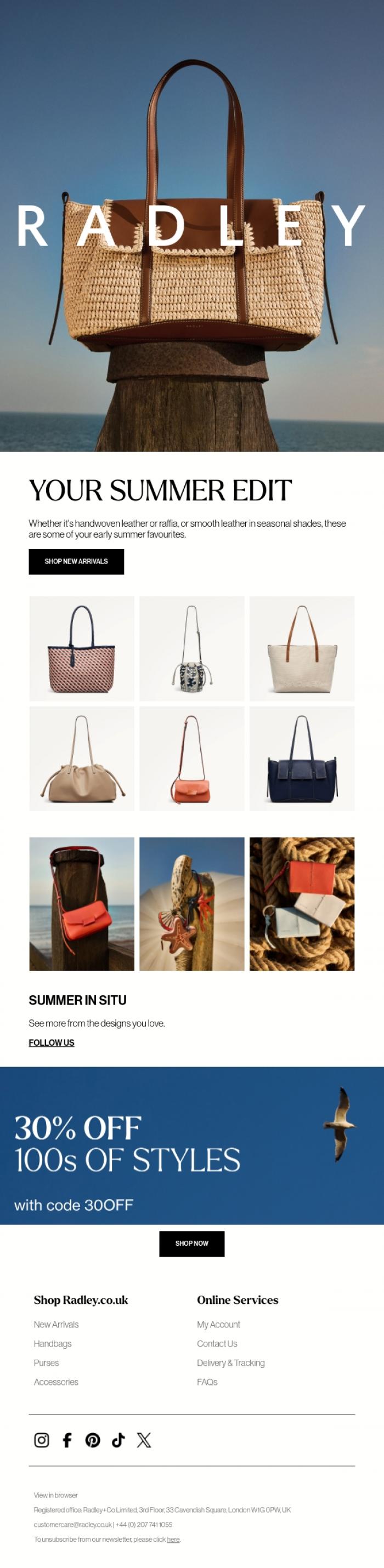 Email Design Inspiration from Radley, You're loving these summer styles