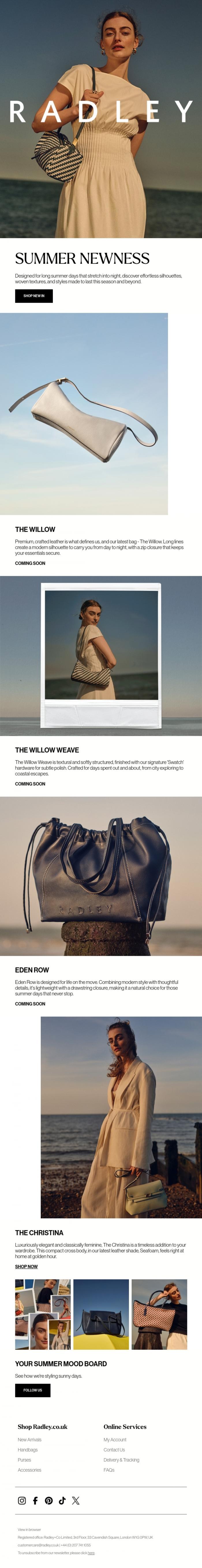 Email Design Inspiration from Radley, Just landed for summer