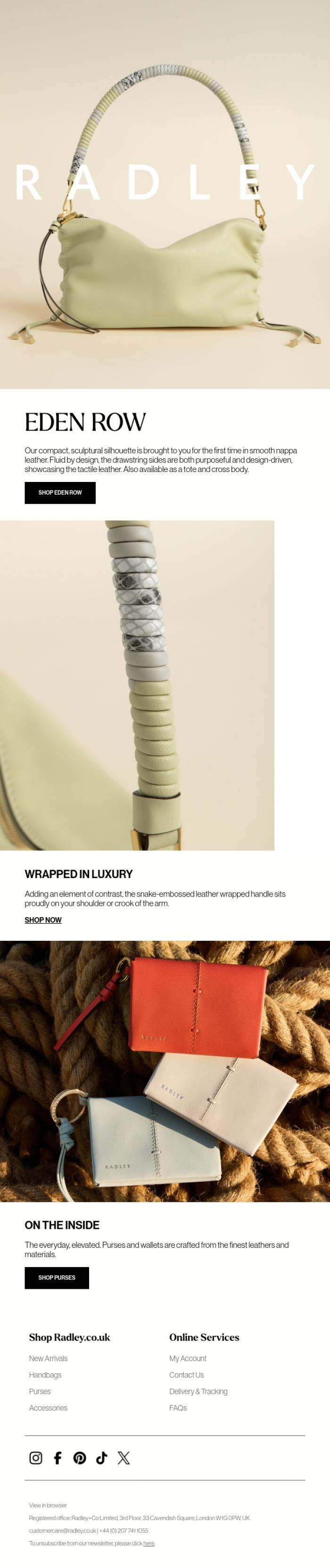 Email Design Inspiration from Radley, Eden Row, a craft story