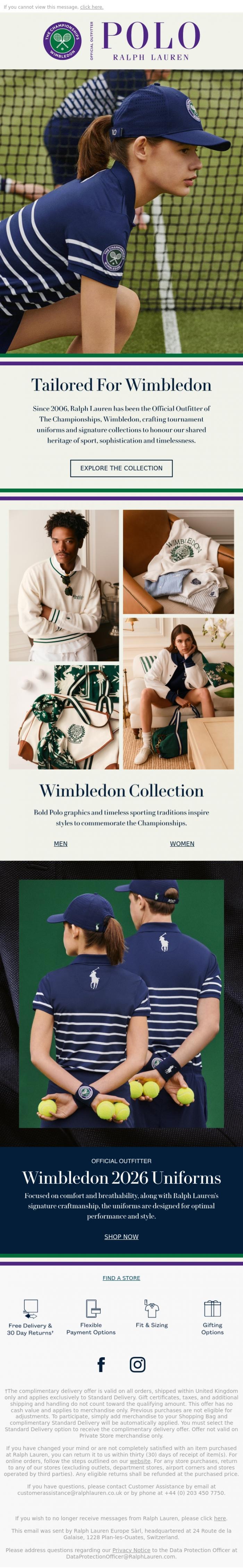 Email Design Inspiration from Ralph Lauren, Introducing the Wimbledon Collection