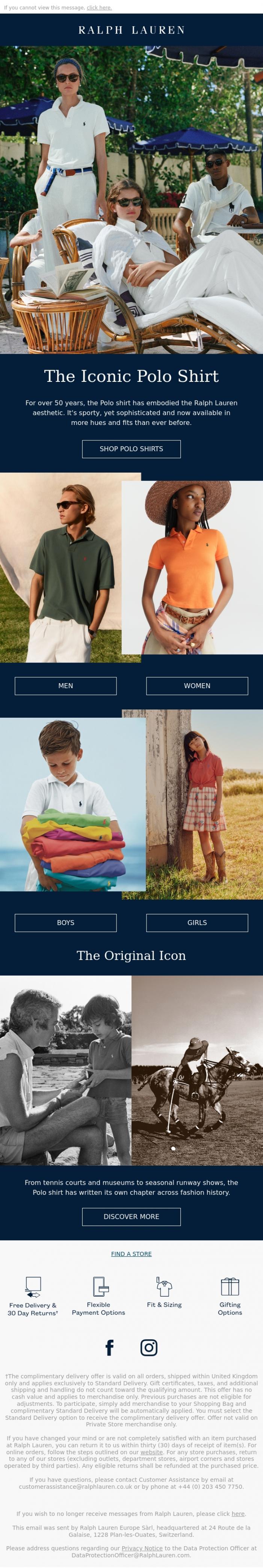 Email Design Inspiration from Ralph Lauren, The Polo Shirt