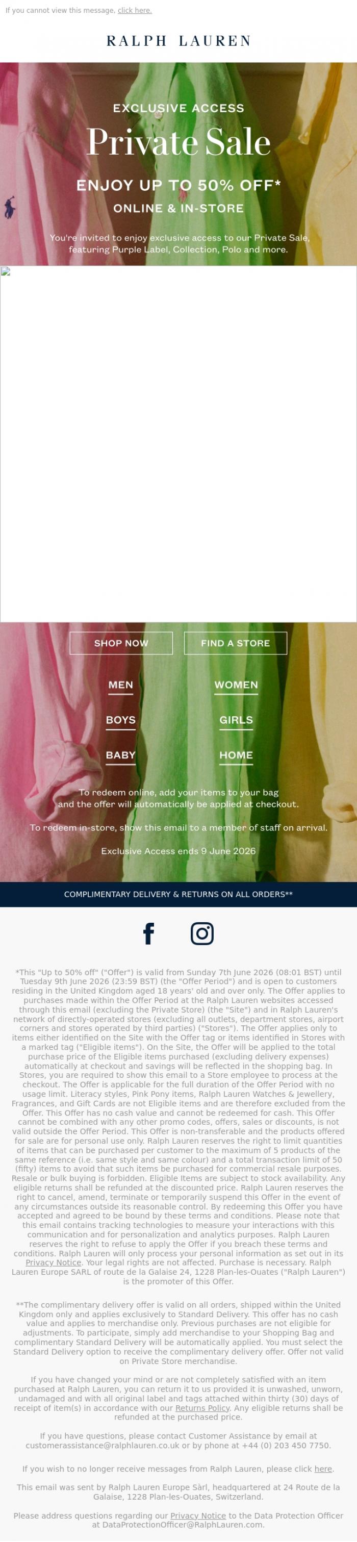 Email Design Inspiration from Ralph Lauren, You're Invited to Our Private Summer Sale