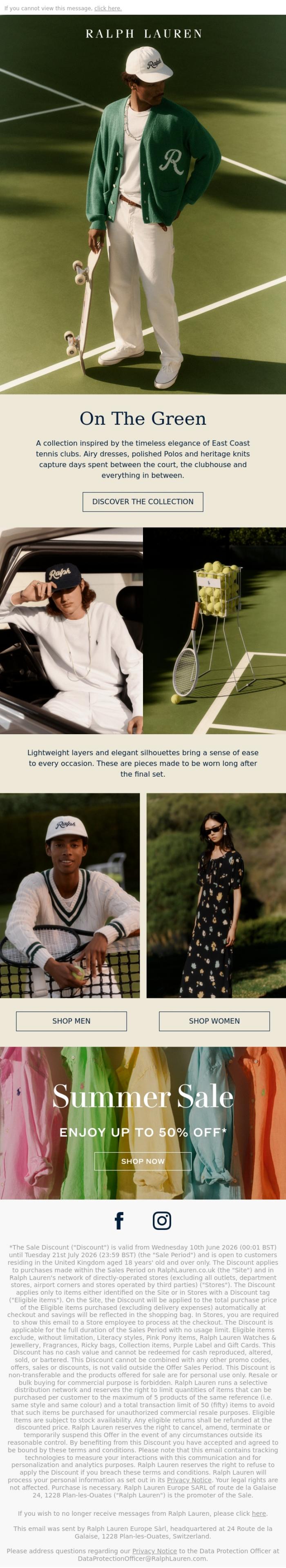 Email Design Inspiration from Ralph Lauren, Sporting Life: On The Green