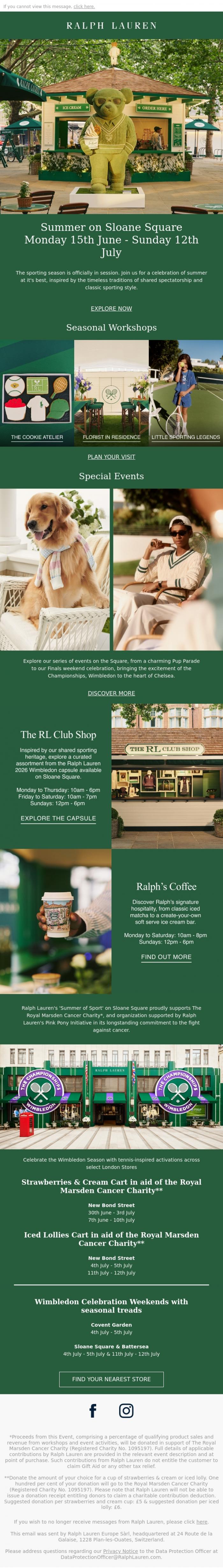 Email Design Inspiration from Ralph Lauren, Discover Ralph Lauren on Sloane Square