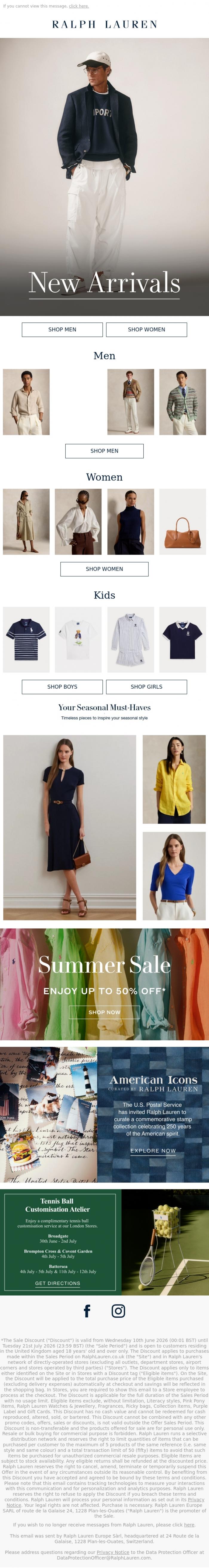 Email Design Inspiration from Ralph Lauren, New Styles For The Season Ahead