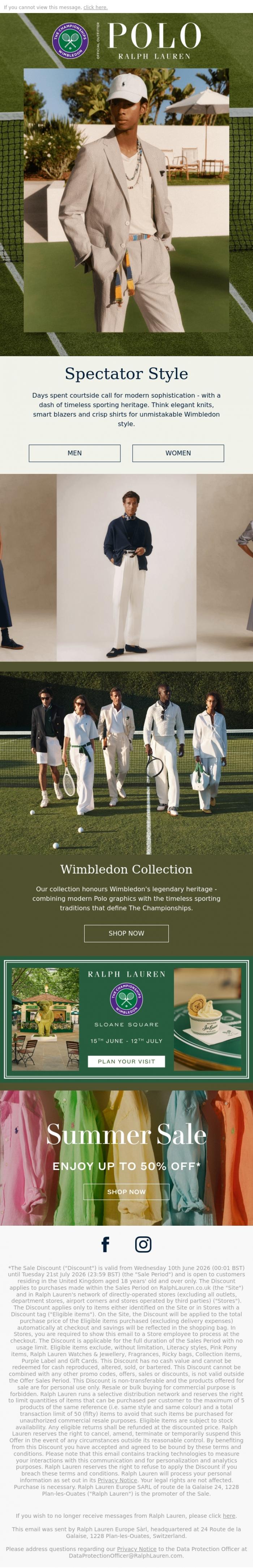 Email Design Inspiration from Ralph Lauren, Step Into the Spectator Spotlight