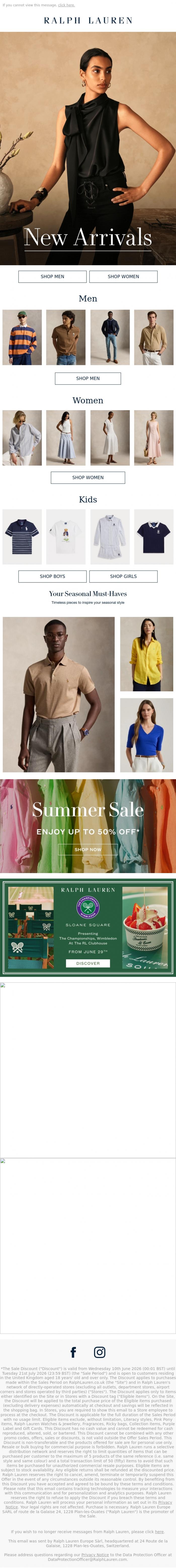Email Design Inspiration from Ralph Lauren, Just In: Your New Wardrobe Update