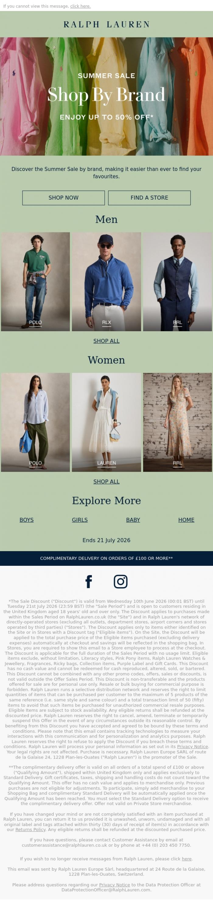 Email Design Inspiration from Ralph Lauren, Shop up to 50% Off With Ease