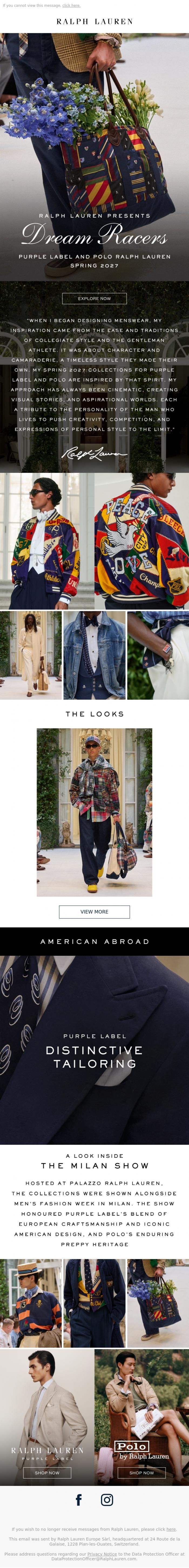 Email Design Inspiration from Ralph Lauren, Discover the Spring 2027 Runway Show