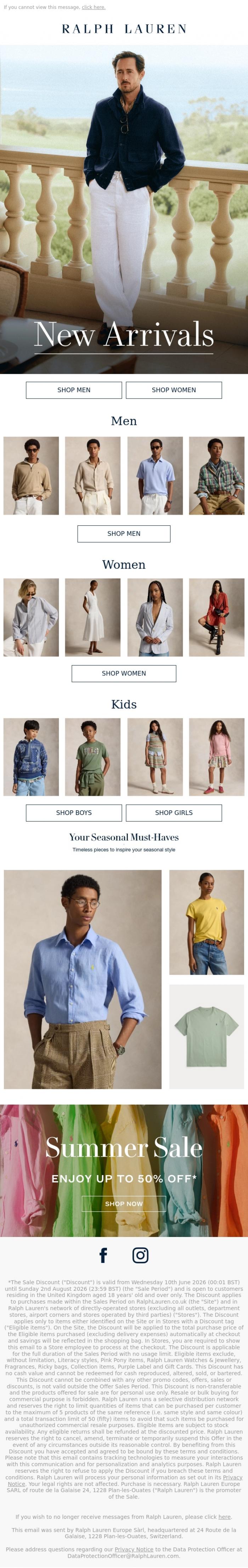 Email Design Inspiration from Ralph Lauren, New for Summer | Understated Ease