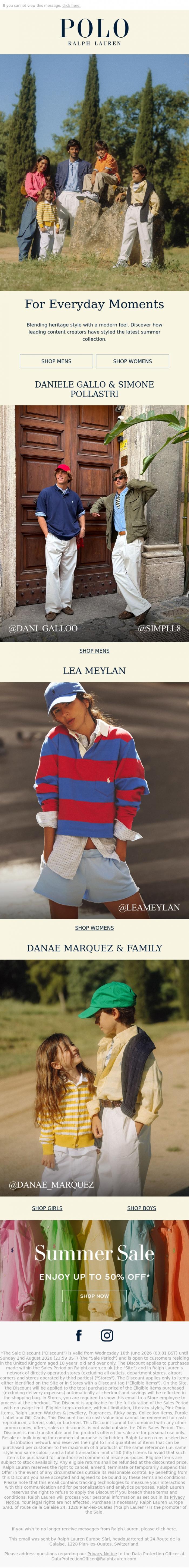 Email Design Inspiration from Ralph Lauren, Everyday Summer Ease